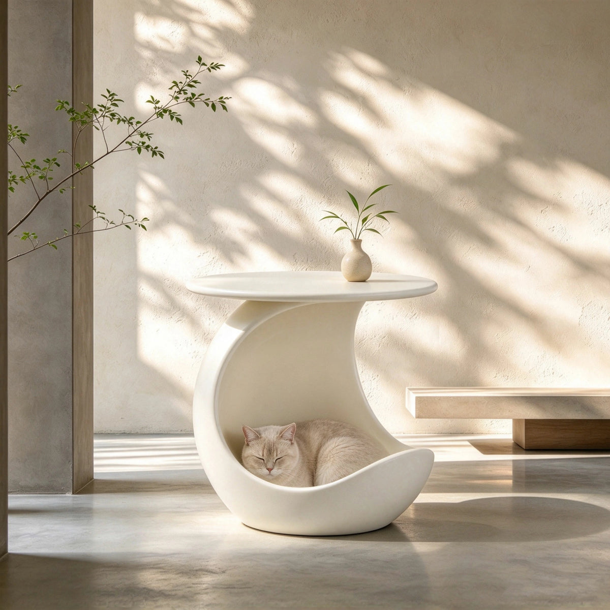 19.69'' 2-in-1 Pet Friendly End Table, No Assembly Fiberglass Base