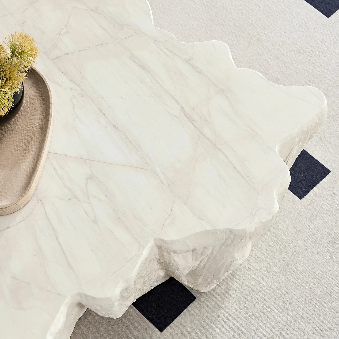 48.62" Unique Shape Coffee Table - Sturdy Fiberglass