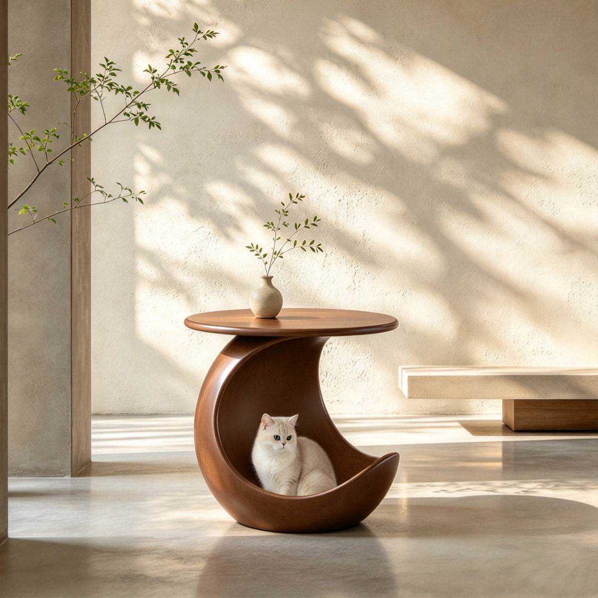 19.69'' 2-in-1 Pet Friendly End Table, No Assembly Fiberglass Base