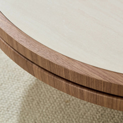 35.43" Sintered Stone Coffee Table – MDF Pedestal, Easy Assembly