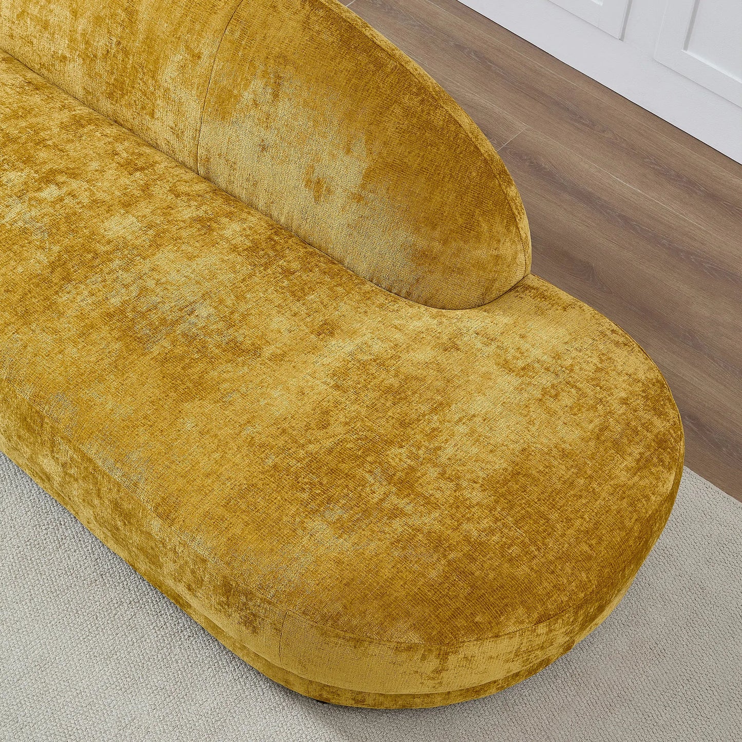 113.78" Mid-Century Chaise Sofa – Right Facing, Upholstered, Yellow