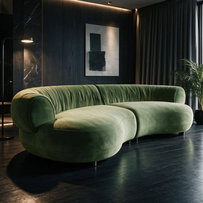 102.36" Modern Curved Sofa – Crescent Silhouette, Living Room
