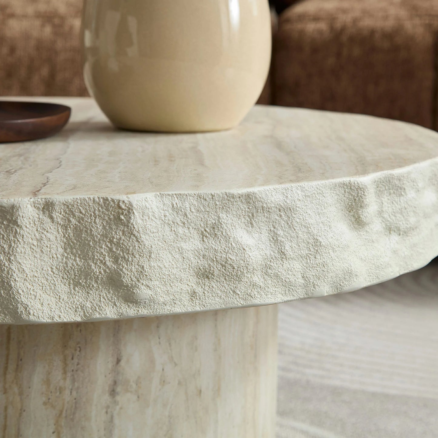 Faux Marble Textured Coffee Table – No Assembly, Modern Living Room