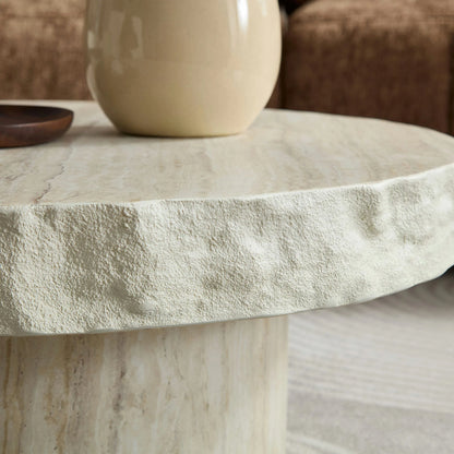 Faux Marble Textured Coffee Table – No Assembly, Modern Living Room