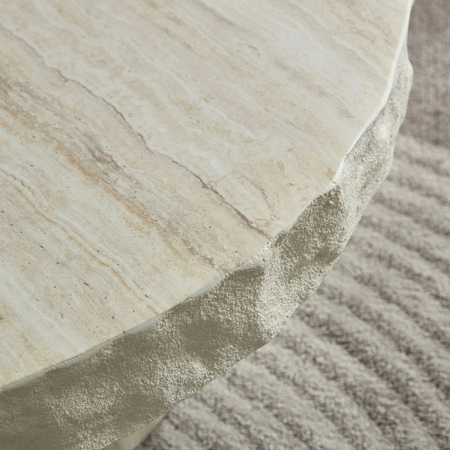 Faux Marble Textured Coffee Table – No Assembly, Modern Living Room