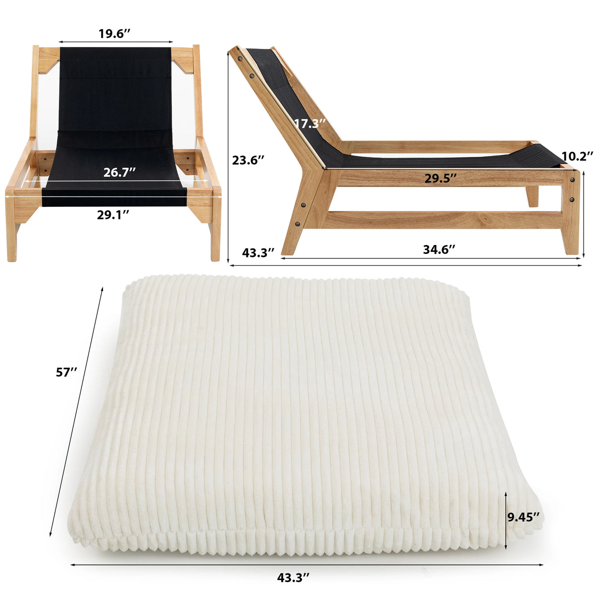 Bean Bag Chair with Solid Wood Frame – Corduroy Accent Lazy Sofa