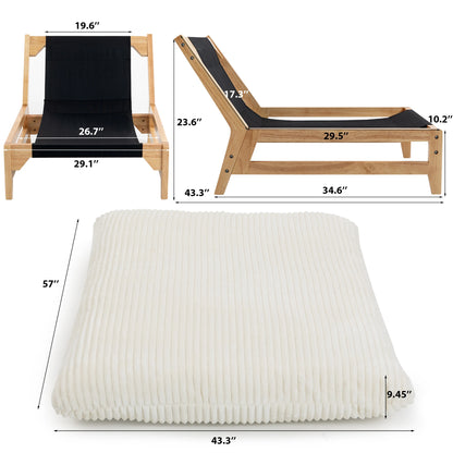 Bean Bag Chair with Solid Wood Frame – Corduroy Accent Lazy Sofa