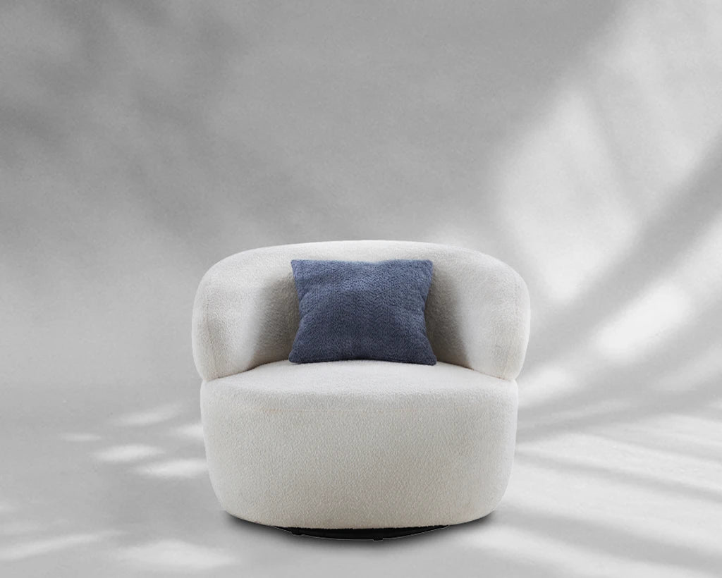Cozy Swivel Barrel Chair – Boucle Accent Chair