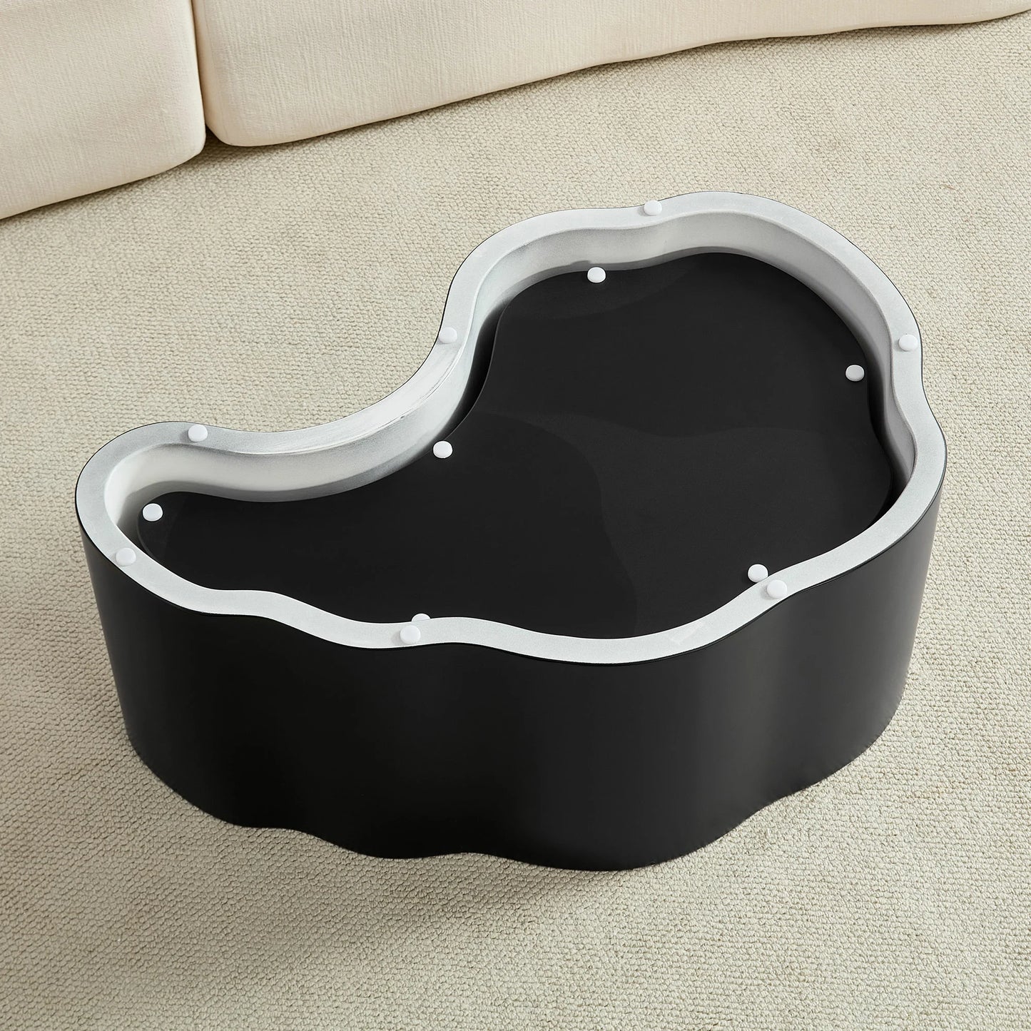 Unique Shape MDF Nesting Table Set of 2 - No Assembly, Black