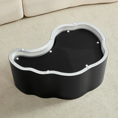 Unique Shape MDF Nesting Table Set of 2 - No Assembly, Black