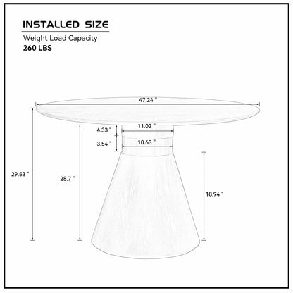 47.24" Round Dining Table – Black & Gold Pedestal, Glam