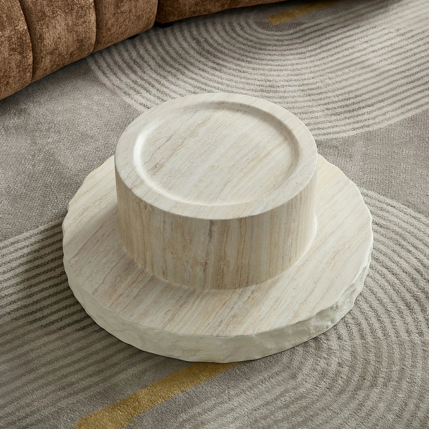 Faux Marble Textured Coffee Table – No Assembly, Modern Living Room