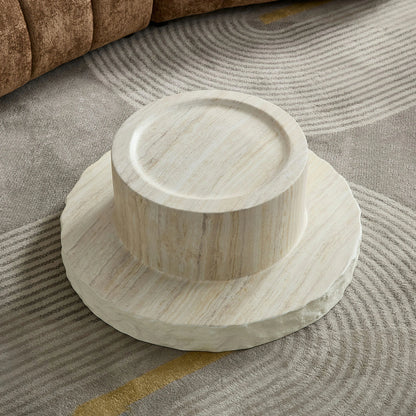 Faux Marble Textured Coffee Table – No Assembly, Modern Living Room