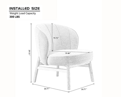 Ash Wooden Frame Upholstered Lounge Shell Chair
