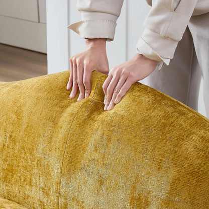 113.78" Mid-Century Chaise Sofa – Right Facing, Upholstered, Yellow