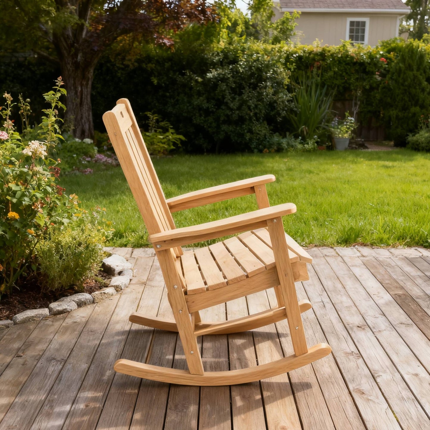 All-Weather Outdoor Rocking Chair in Navy Blue, HIPS & Steel