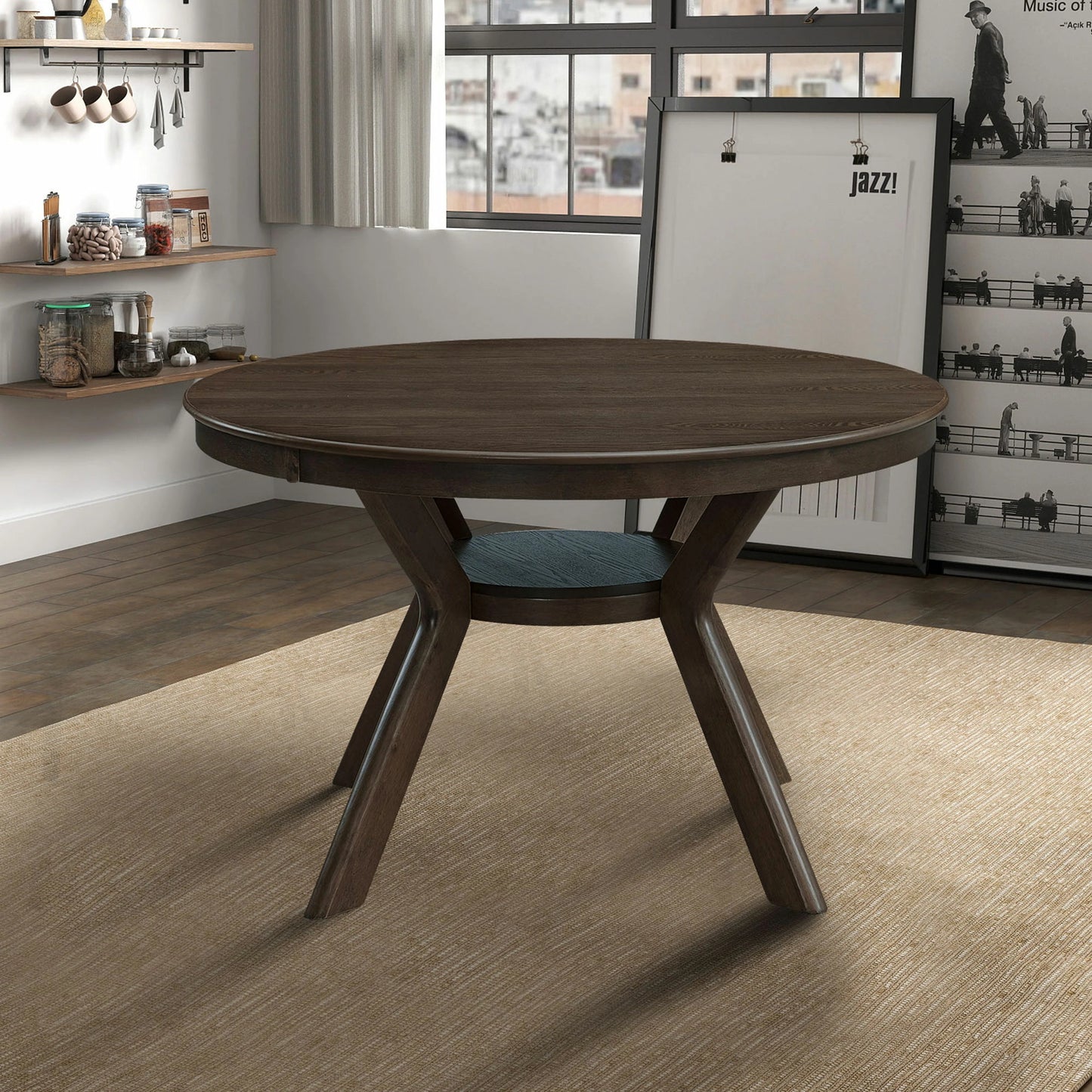 47.24" Round Rubber Wood Dining Table – Trestle Base, Seats 4-6