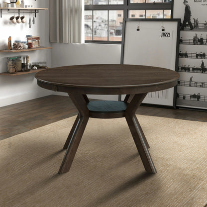 47.24" Round Rubber Wood Dining Table – Trestle Base, Seats 4-6