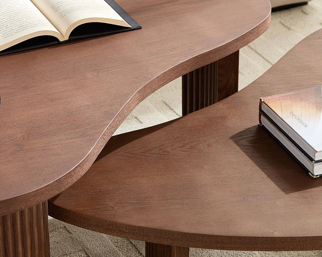 (Pre-Sale)2-Piece Easy Assembly Modern Irregular Shape Coffee Table Set