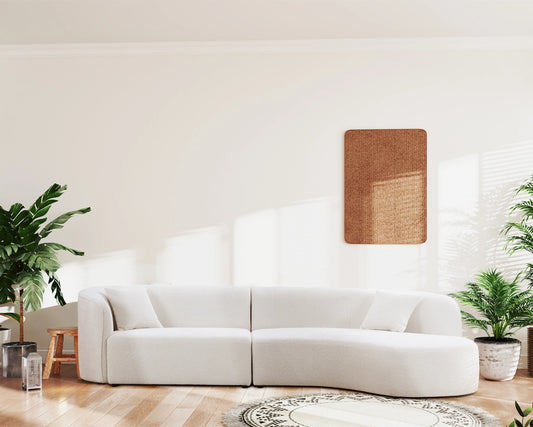Luxury Modern Upholstery Curved Sofa with Chaise 2-Piece Left/Right-Hand Facing Sectional, Boucle Couch in White