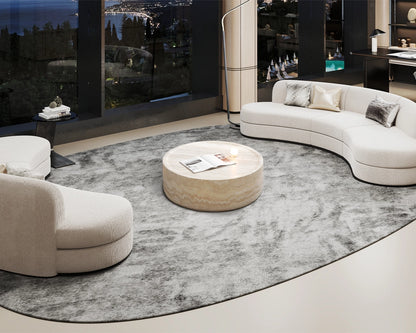Round Faux Mars Pattern Coffee Table with Travertine Texture