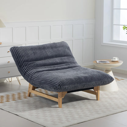 Bean Bag Chair with Solid Wood Frame – Corduroy Accent Lazy Sofa
