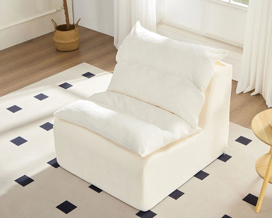 Plush Single Lounge Chair with Backrest for Living Room & Bedroom