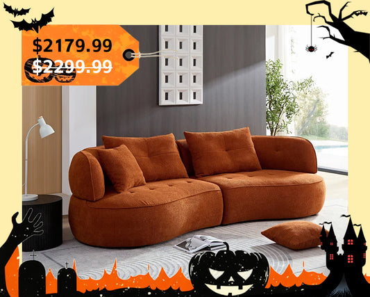 110.24" Orange modular sofa, durable fabric, solid wood frame