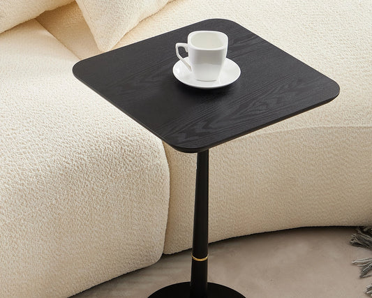 Modern Square Side Table with Gold Accent Ring