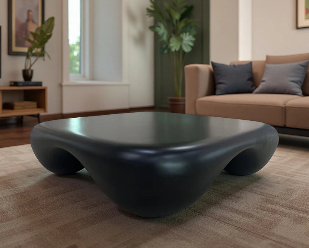 Modern Coffee Table Faux Travertine Textured for Livingroom