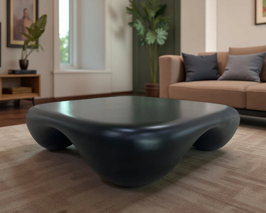 Modern Coffee Table Faux Travertine Textured for Livingroom