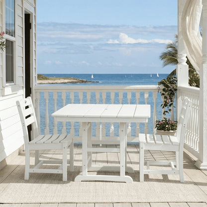 HDPE 3-Piece Bistro Set – Square Table with 2 Chairs, All-Weather