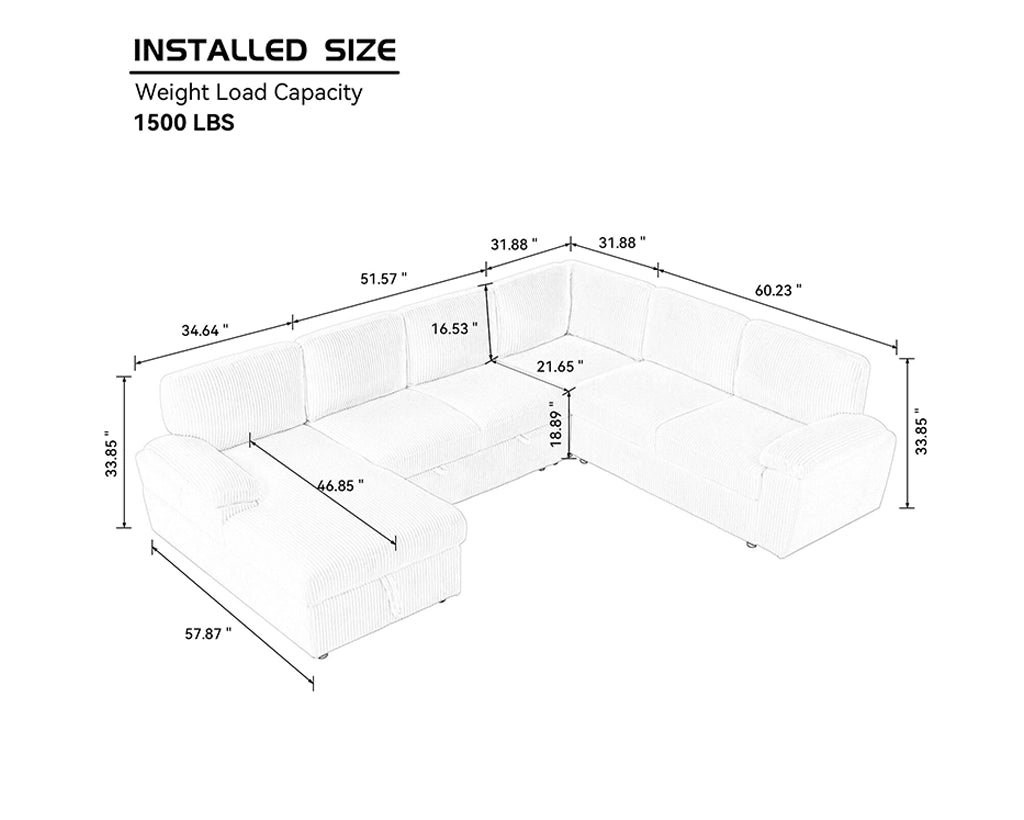 118.09"Corduroy Oversized Modular Storage Sectional Sofa Couch for Home Apartment Office Living Room