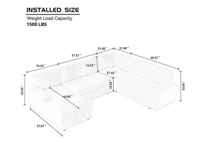 118.09"Corduroy Oversized Modular Storage Sectional Sofa Couch for Home Apartment Office Living Room