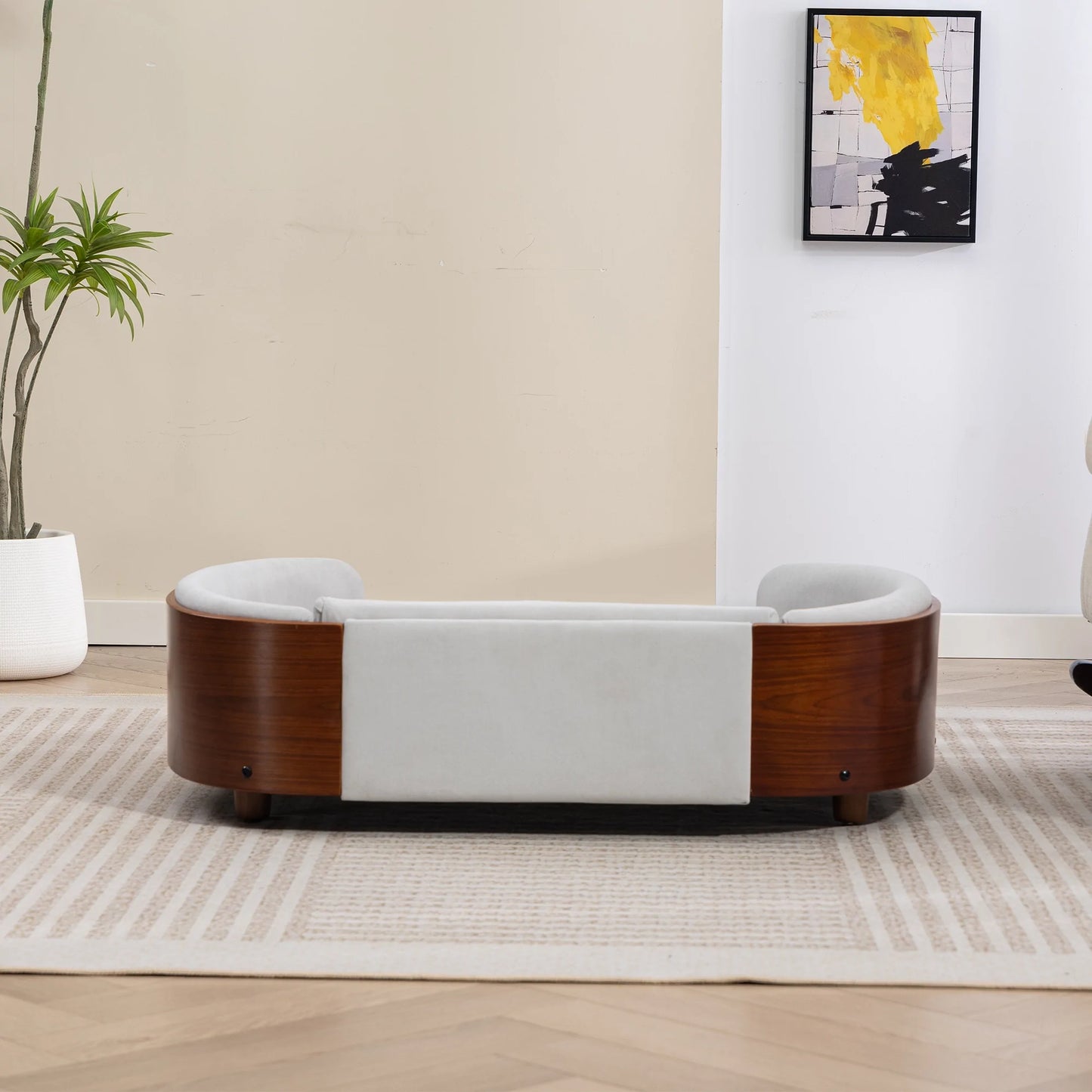 38.58"Scandinavian Dog Bed with Wood Legs & Bent Wood Back