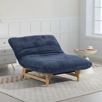 Bean Bag Chair with Solid Wood Frame – Corduroy Accent Lazy Sofa