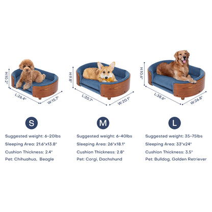 30.70”Scandinavian Elevated Dog Bed with Wood Legs & Velvet Cushion