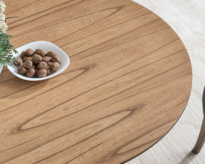 (1 Table with 4 Chairs)Wooden Dining Table Set, Modern Round MDF Kitchen Table and Boucle Upholstered Dining Chairs