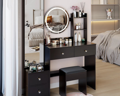 Full Body Mirror Cabinet & LED Vanity Set with Storage