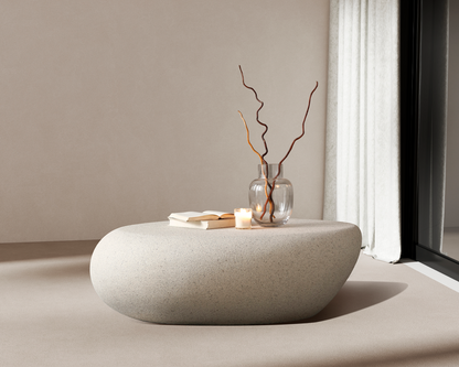 Elliptical Rocks Coffee Table – Stylish Matte Fiberglass Table with Vintage Charm