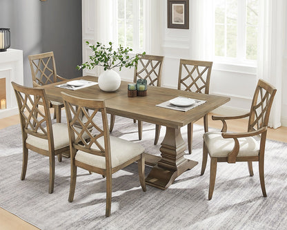 (1 Table + 2 Arm Chairs + 4 Armless Chairs)Retro 102.01 Inch Extendable 7 PCS Wooden Dining Table Set
