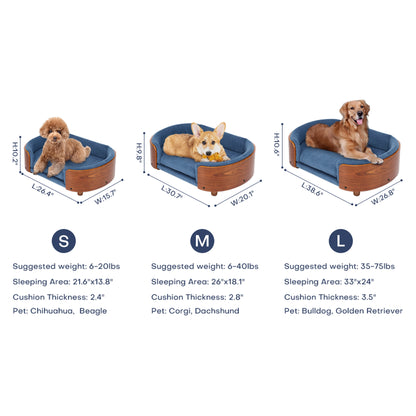 38.58"Scandinavian Dog Bed with Wood Legs & Bent Wood Back