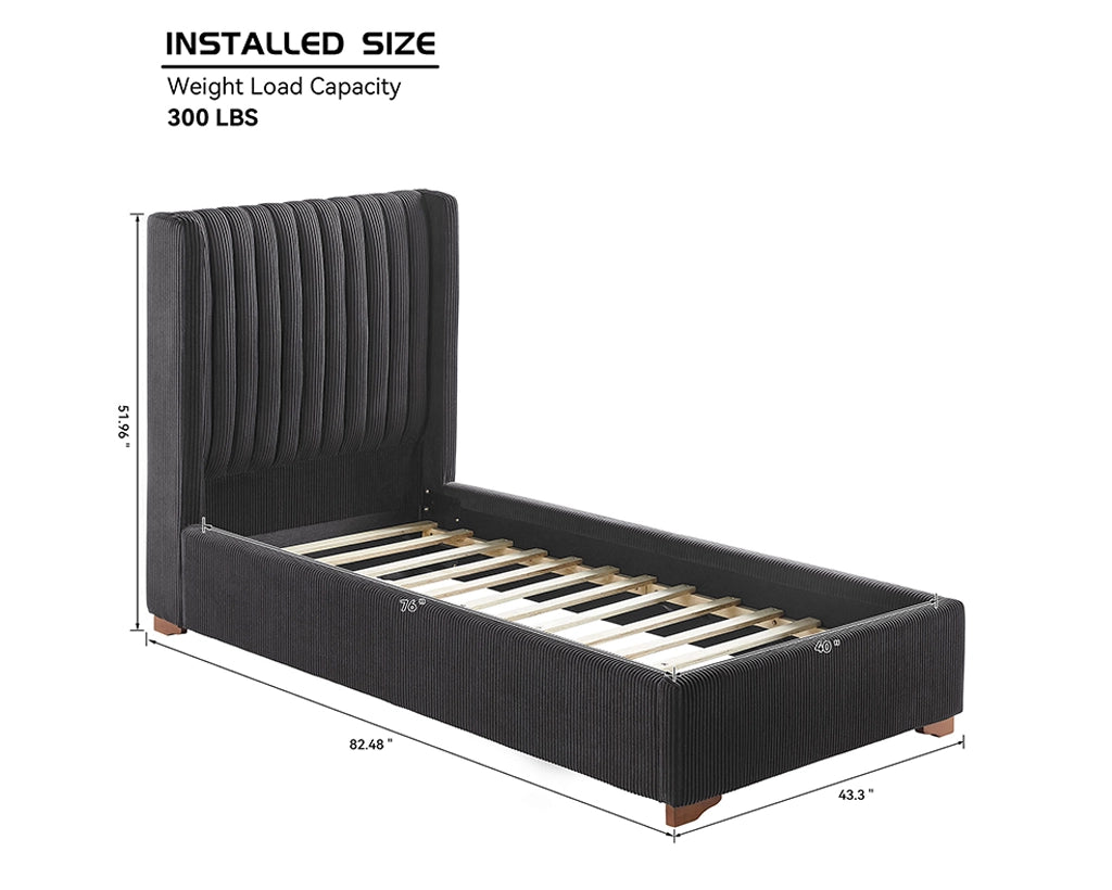 Twin Size Modern Design Bed Frame Upholstered