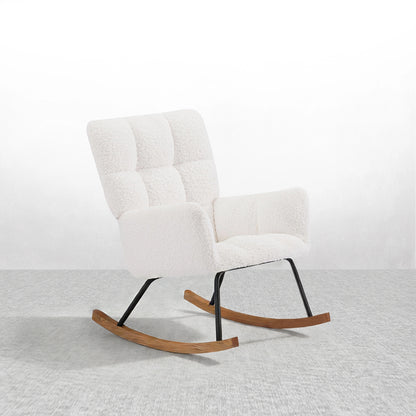 Comfy Upholstered Lounge Chair Rocking Chair with High Backrest