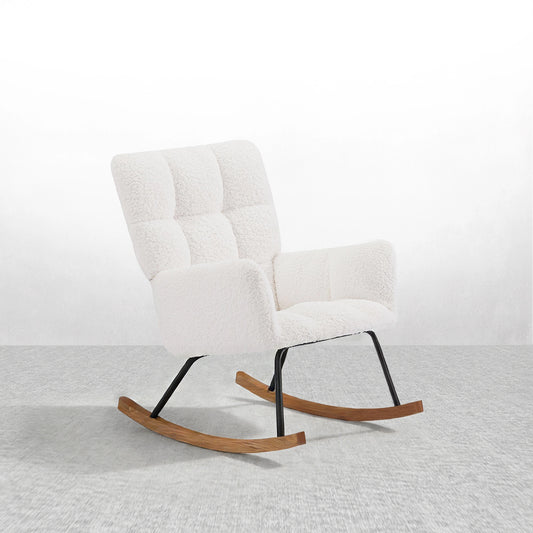 Comfy Upholstered Lounge Chair Rocking Chair with High Backrest