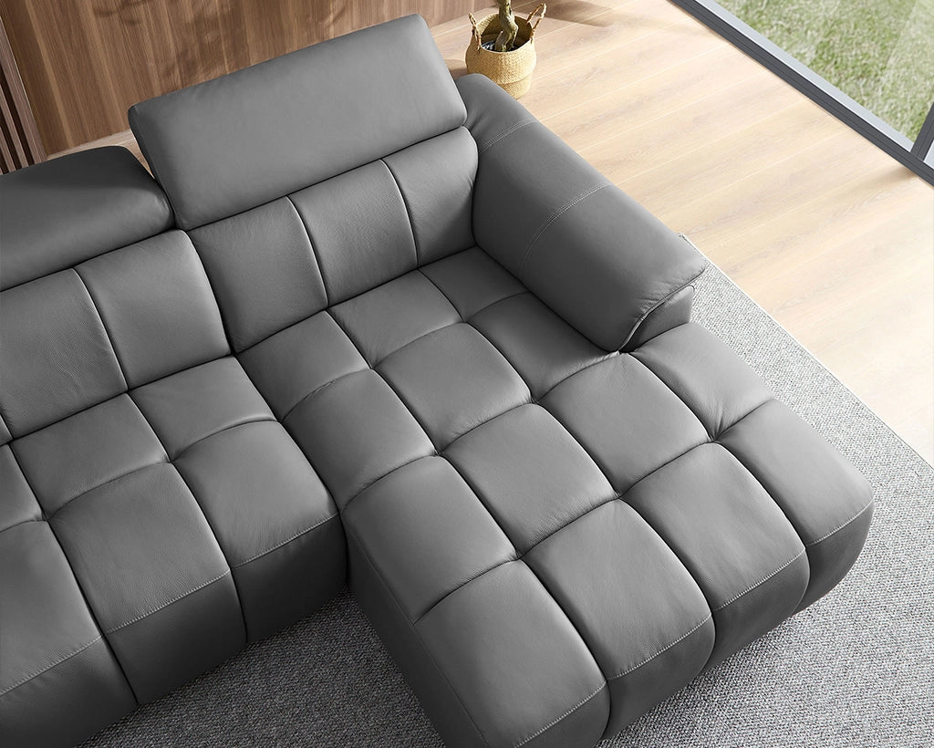 Electric Right-Facing L-Shaped Leather Recliner with USB Port