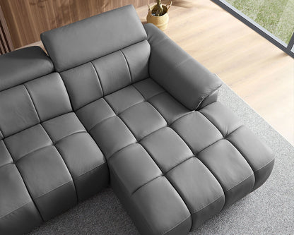 Electric Right-Facing L-Shaped Leather Recliner with USB Port
