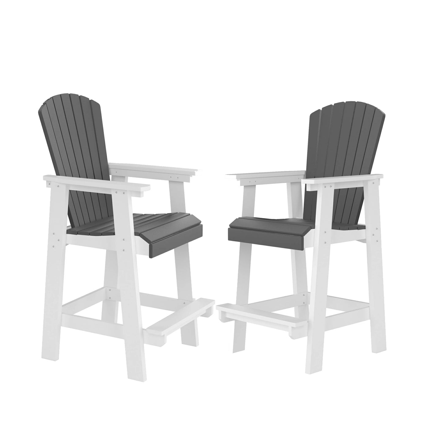 HDPE Bar Stool Adirondack Chair Set of 2 – Tall High Back, Outdoor