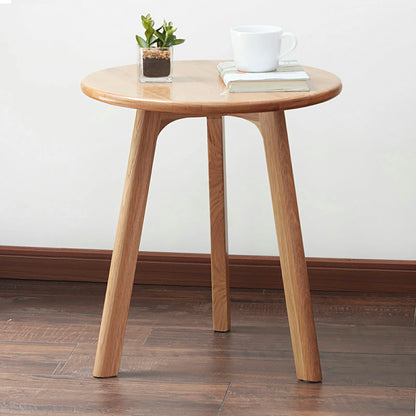 100% Solid Oak Round End Table – Multi-Use Side & Night Stand