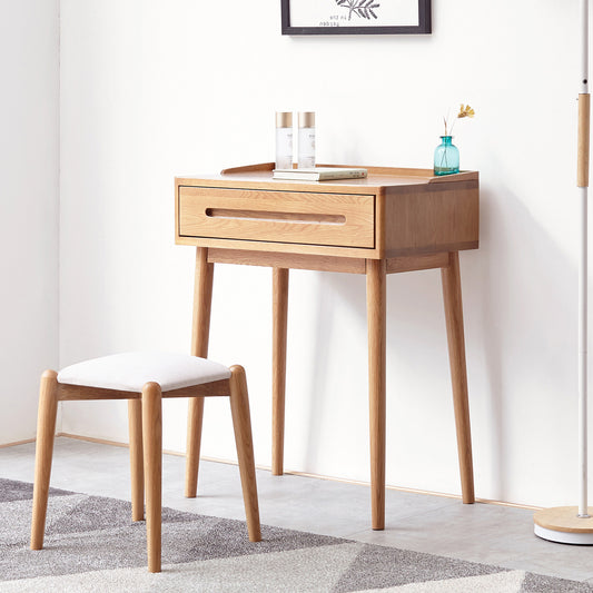 Solid Wood Dresser Bistro Table – 60cm Wide, Storage Drawer, Natural